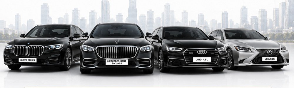 OrbitCab Ultra Luxury fleet — BMW 7 Series, Mercedes S-Class, Audi A8 L, Lexus LS