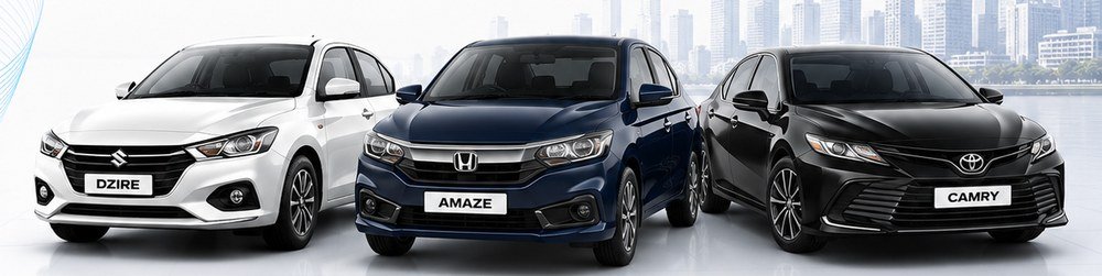 OrbitCab Premium Sedan fleet — Camry, Skoda Superb, Corolla Altis