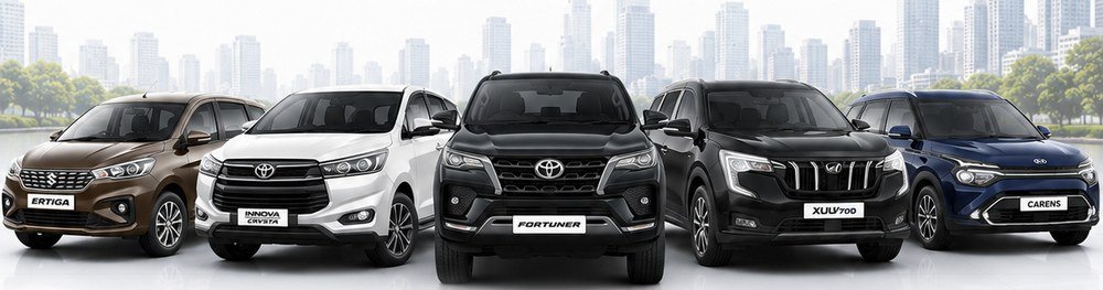 OrbitCab SUV fleet — Ertiga, Innova Crysta, Fortuner, XUV700, Carens